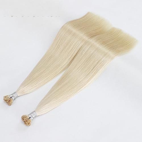 Miniatura 8 de Extensiones de cabello humano rubio con punta en I de color, 14 pulgadas, extensiones de cabello rubio platino, 50 hebras1.76 oz, extensiones de
