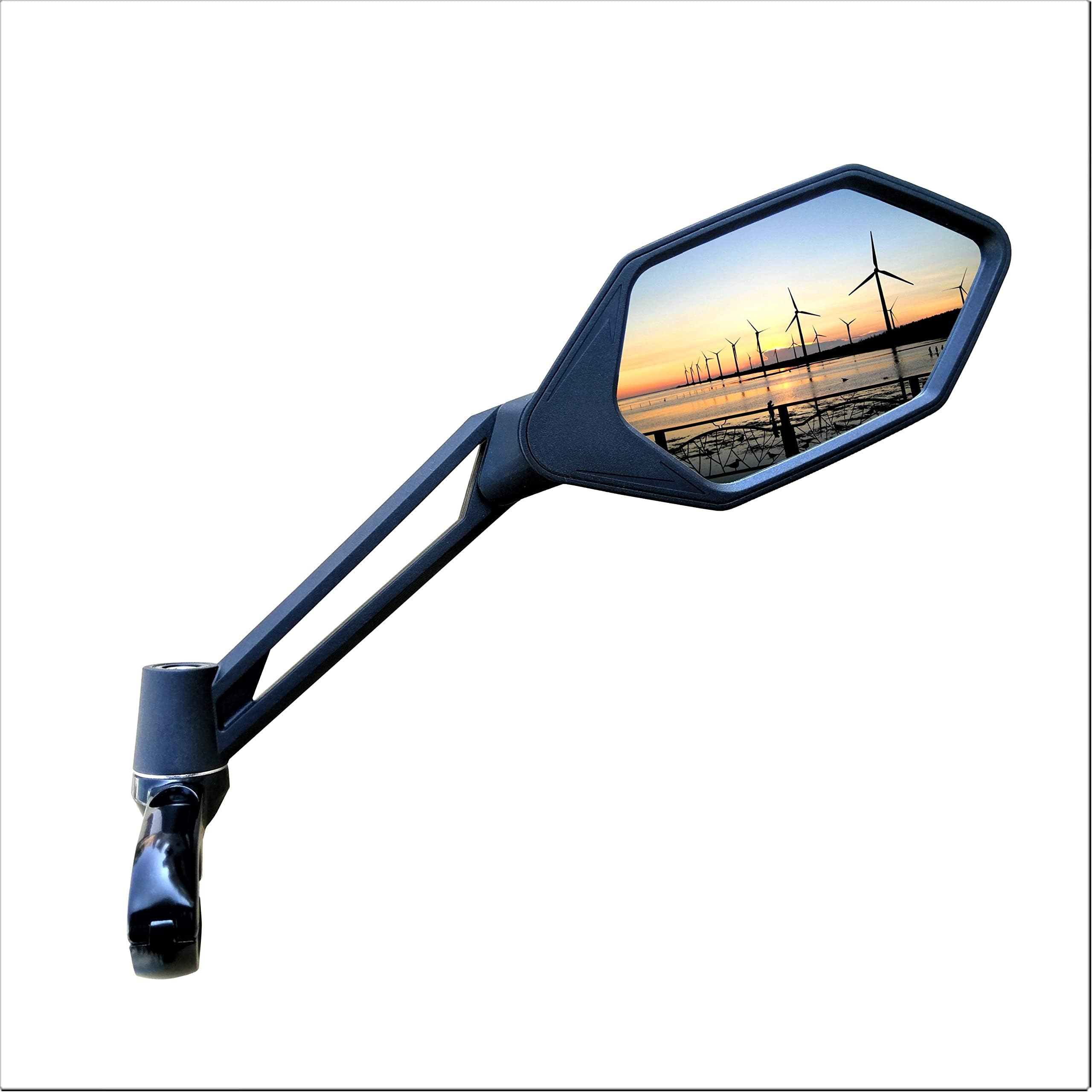 New Scratch Resistant Glass Lens,Handlebar Bike Mirror, Adjustable Safe Rearview Mirror, Bicycle Mirror (Blue Right Side) ME-005RB
