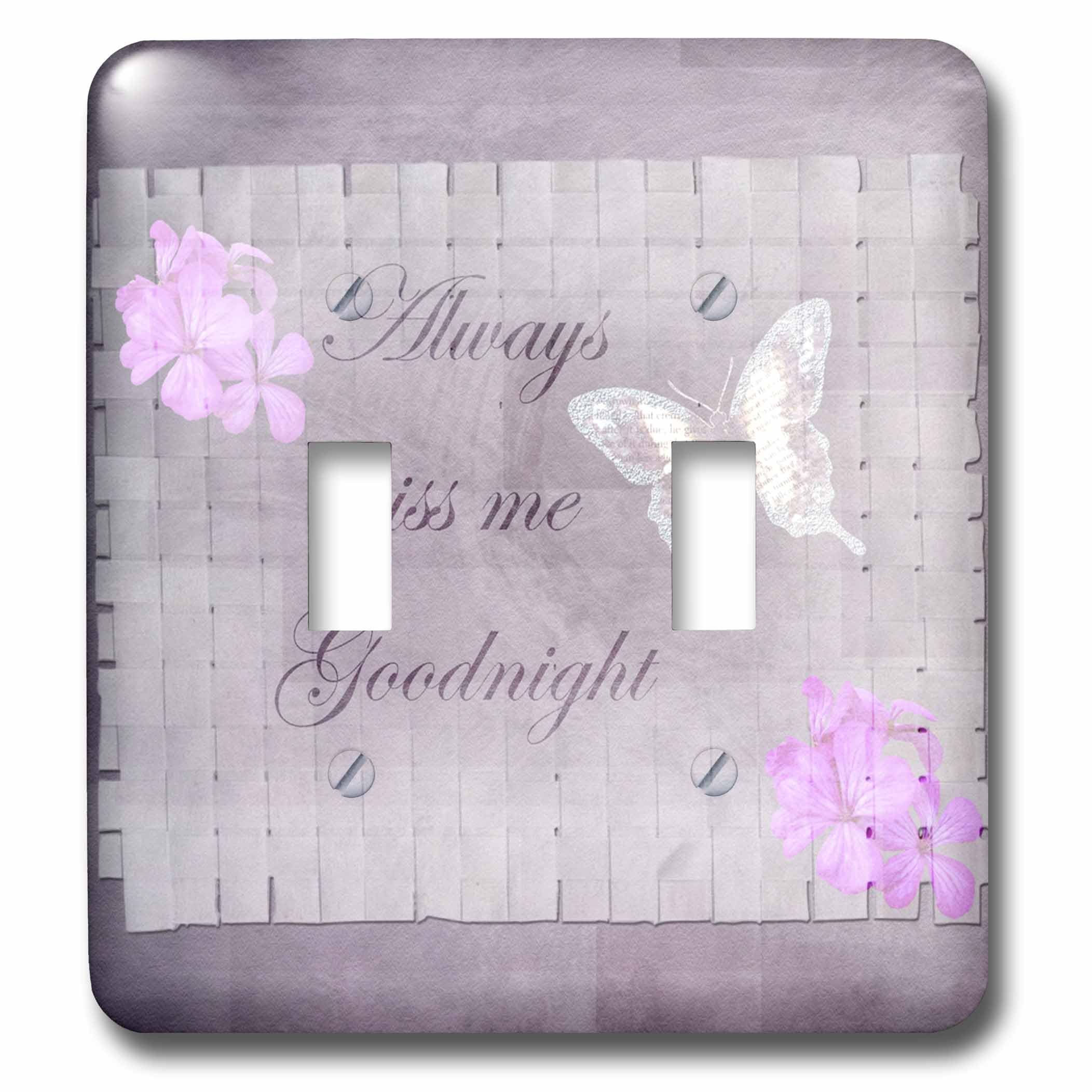 Double interrupteur à bascule de prestige Always Kiss Me Goodnight orné de fleurs