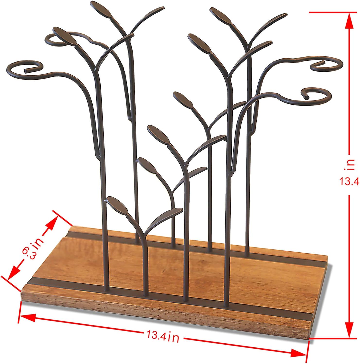 Tabletop Wood Wine Holder, Countertop Wine Rack, Hold 4 Wine Bottles and 4 Glasses, Perfect for Home Decor & Kitchen Storage Rack, Bar, Wine Cellar, Cabinet, Pantry, etc, Wood & Metal (Bronze)