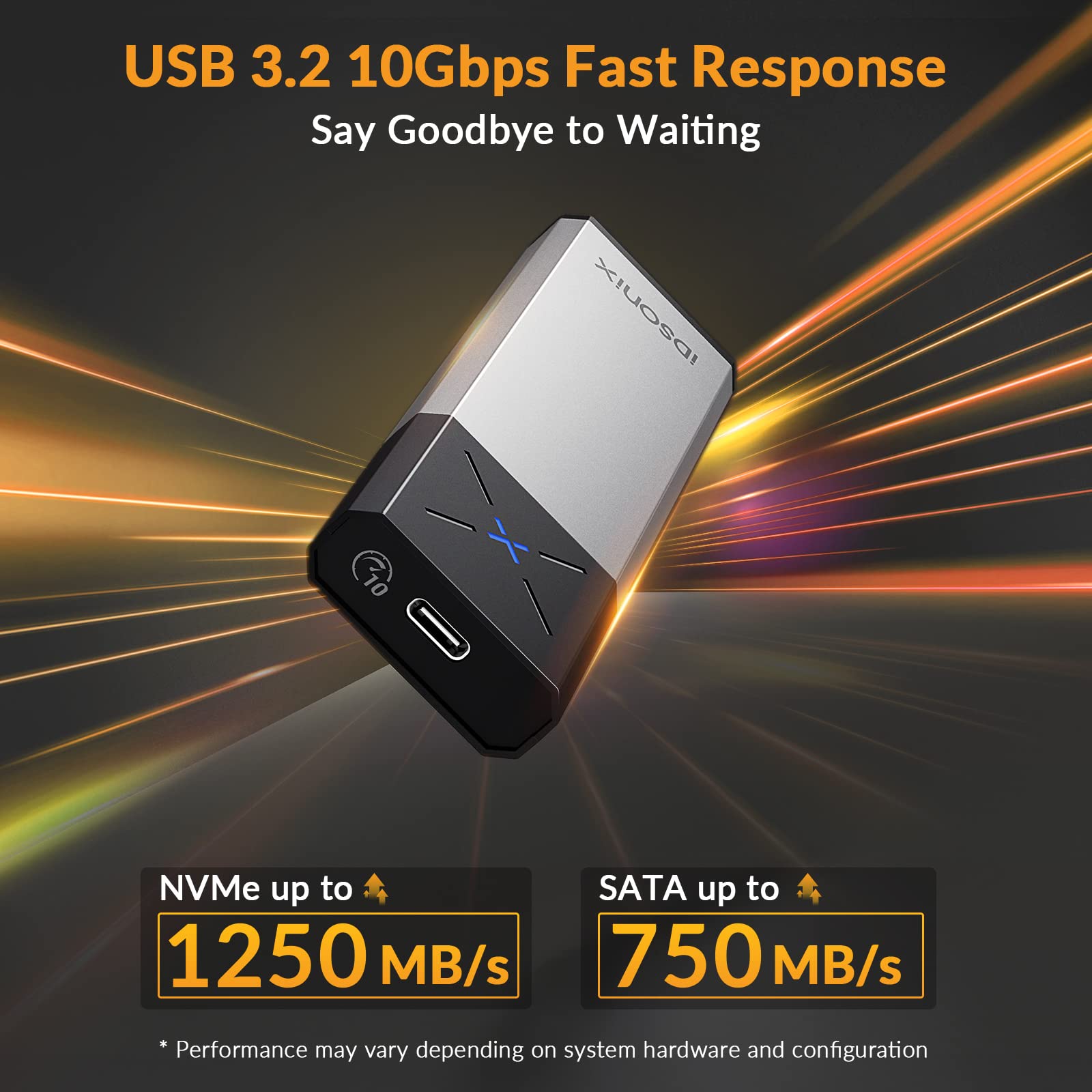 iDsonix Case SSD M.2 [NVMe&SATA], NVMe to USB 3.2 Gen2 10Gbps [Tool Free][Alluminio], Adattatore SSD M.2 NVMe con UASP&Trim, NVMe Enclosure supporta M-Key/B+M Key 2230/2240/2260/2280 SSD