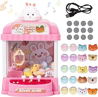 Greifautomat Kinder mit 10 PlüSchtiere und 10 Gashapons SüßIgkeiten Automat für Kinder Candy Grabber SüßIgkeitenautomat Greifmaschine Arcade Spiel Claw Machine Geburtstag Geschenke für MäDchen 3 Jahre