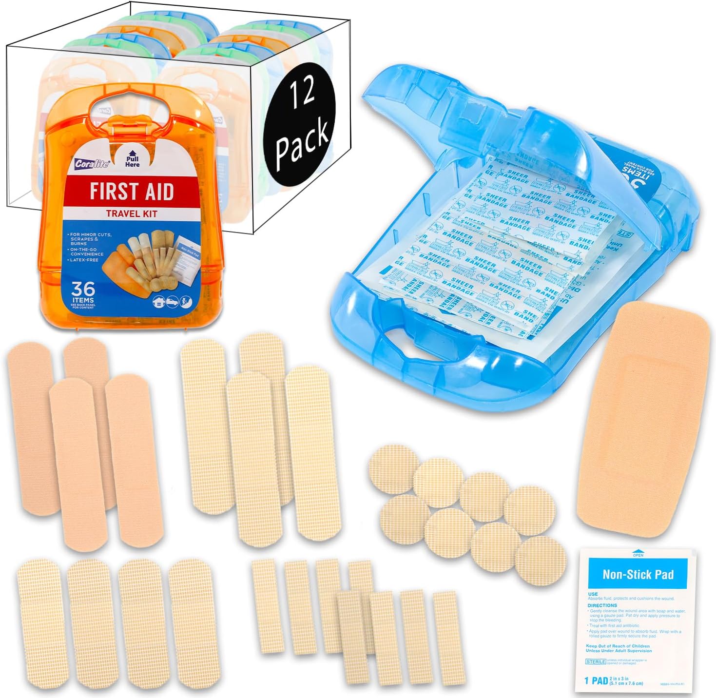 Travel Size Mini First Aid Kit Set – 12 Durable Kits for On-the-Go