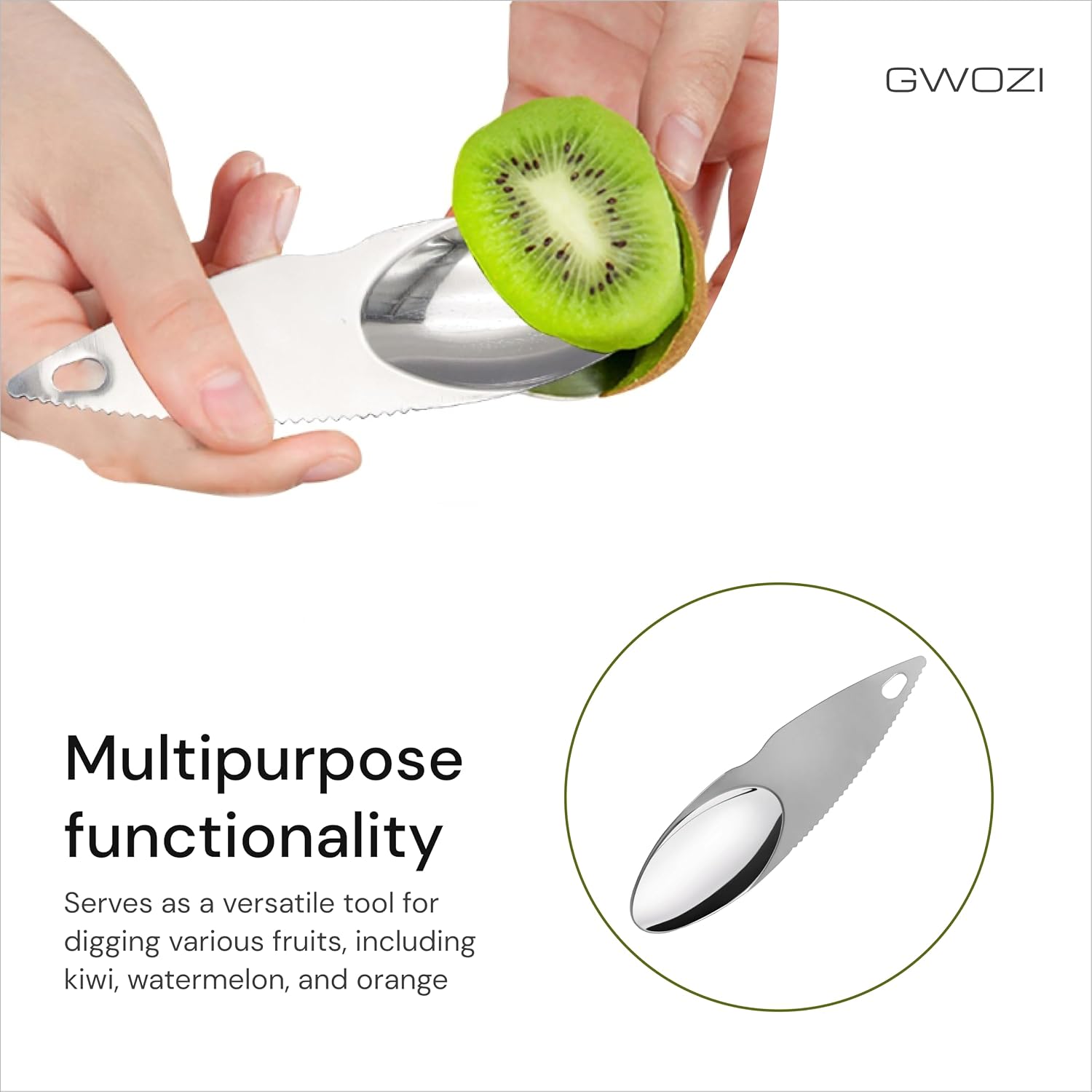 Kiwi Spoon Knife - Stainless Steel Fruit Spoon - Kitchen Scoop for Cutting and Digging Pulp Kiwi, Watermelon, Avocado, 3 Pcs image 4