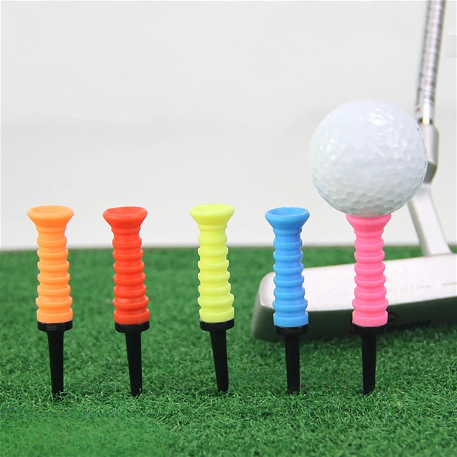 Golf Tee 5 stücke Golf Elastische Tees 8,3 cm Golf Praxis Tees Silikon Golf Ball Halter Golf Ball Abschlag Golf Training Zubehör FüR Einen Idealen Abschlag