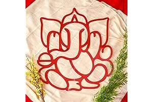 Desi Favors Red Huge Lord Ganesh Cutouts: Divine Pooja Backdrop Decor