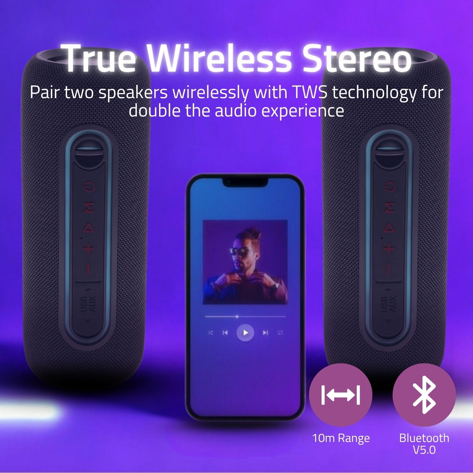Nedis Altoparlante Bluetooth - Tempo massimo di riproduzione della batteria: 4 ore - Dispositivo portatile - 30 W - Stereo - Microfono incorporato - X5 - Collegabile - Nero