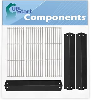 BBQ Grill Cooking Grates & Heat Shield Plate Tent Replacement Parts for Chargriller 5050 - Compatible Barbeque Stainless Steel Grid & Porcelain Steel Flame Tamer, Guard, Deflector, Flavorizer Bar