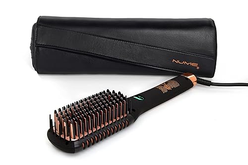 Miniatura 1 de NuMe Cepillo alisador iónico con cerdas y bordes de cerámica de turmalina tecnología de acondicionamiento de iones negativos para un cabello suave