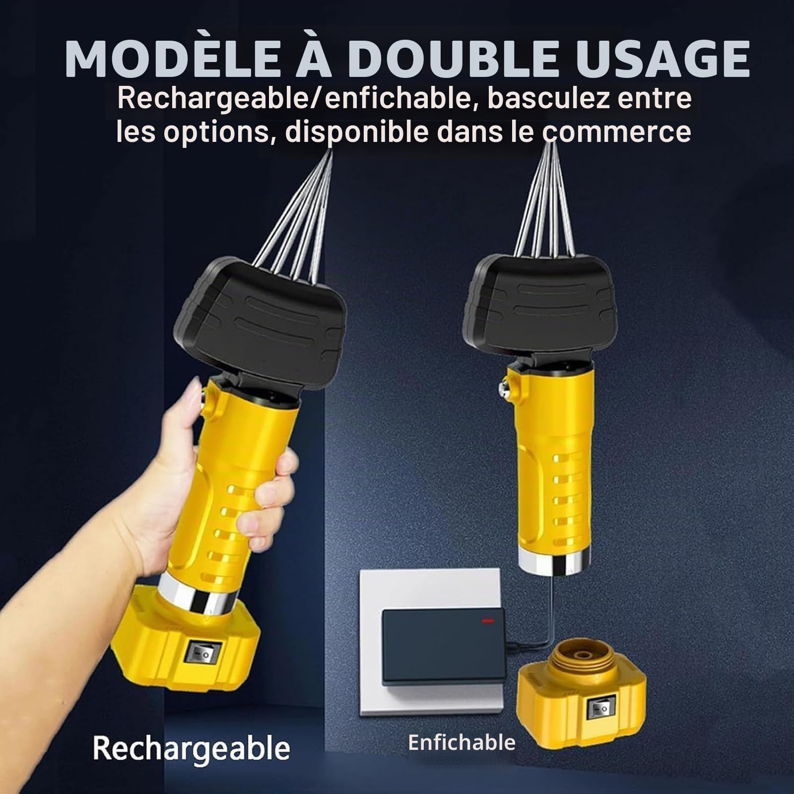 MObyat Plumeuse Électrique Rapide pour Volailles, Plumeuse Portative, Tête Conique Ajustable, Étanche, Épilation sur 4 Axes, Double Alimentation, pour Oies, Poulets Et Canards