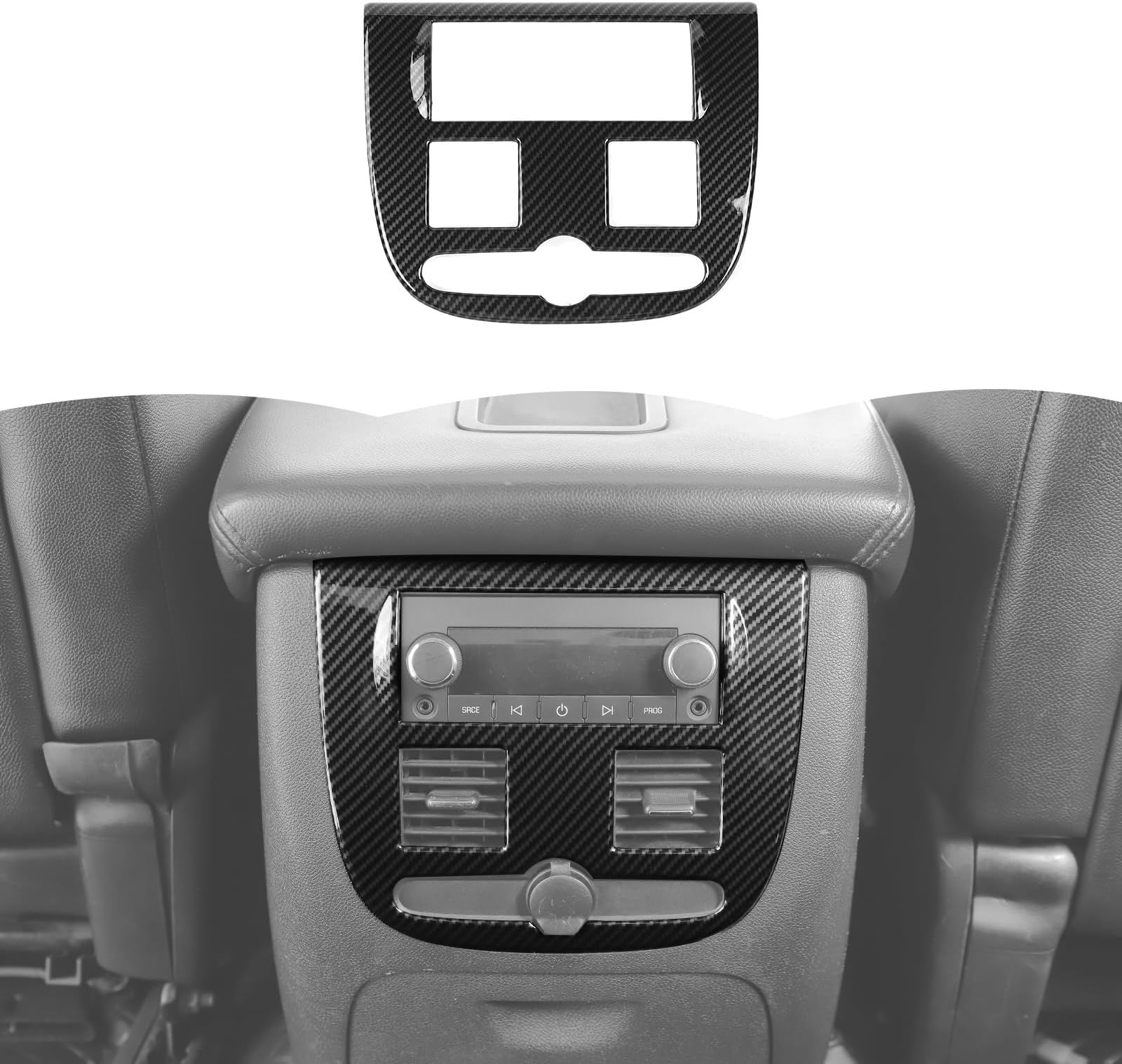 RT-TCZ Rear Central Control Panel Cover Trim Decoration Interior Accessories for Chevy Avalanche/Suburban/Tahoe 2007-2013,for GMC Yukon/Sierra 2007-2013 (Black Carbon Fiber)