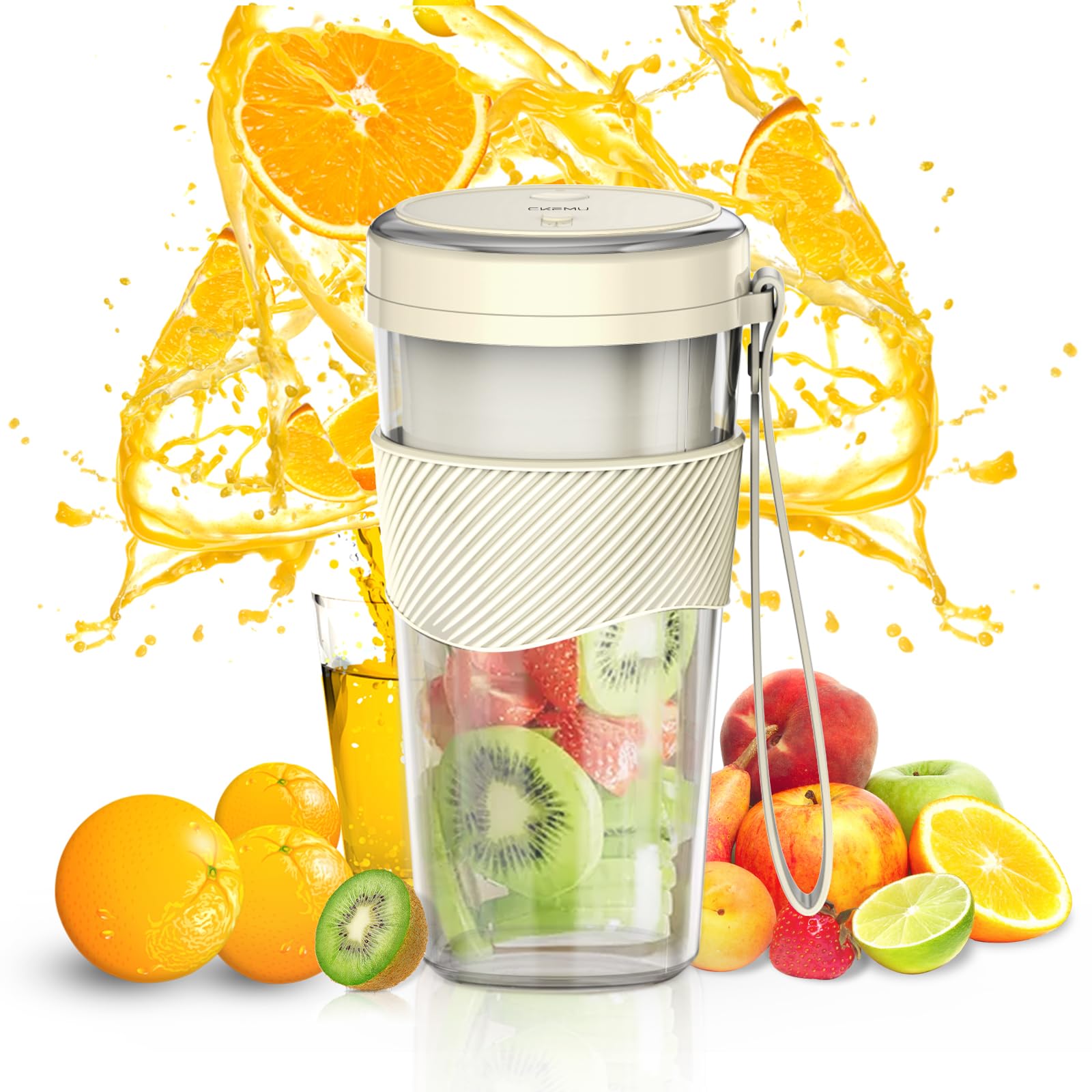 Licuadora portátil, licuadora personal recargable para batidos y batidos, taza de batidos con 13.5 onzas, sin BPA, apta para lavav