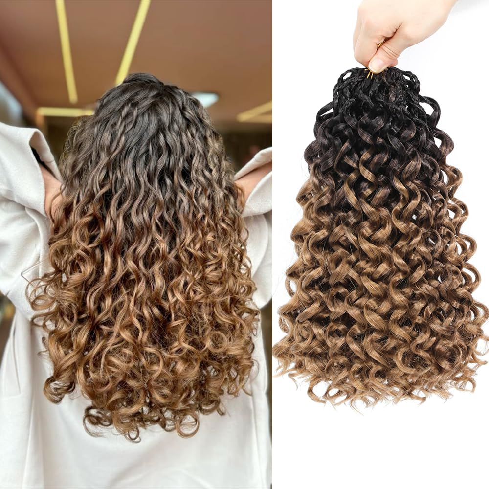 Pre looped Gogo Curl Crochet Hair 14 Inch 8 Packs Pre twisted Short Curly Crochet Hair for Black Women Ocean Wave Braiding Hair Water Wave Deep