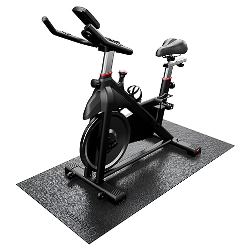 Cybstrax Treadmill Mat, Bike Trainer Mat for Stationary Spin Bike, 60" x 30" Non Slip Exercise Equipment Mat for Bike, Treadmill, Elliptical, Yoga - Workout Floor Protector for Carpet Or Hardwood - 60"L x 30"W x 0.2"Th