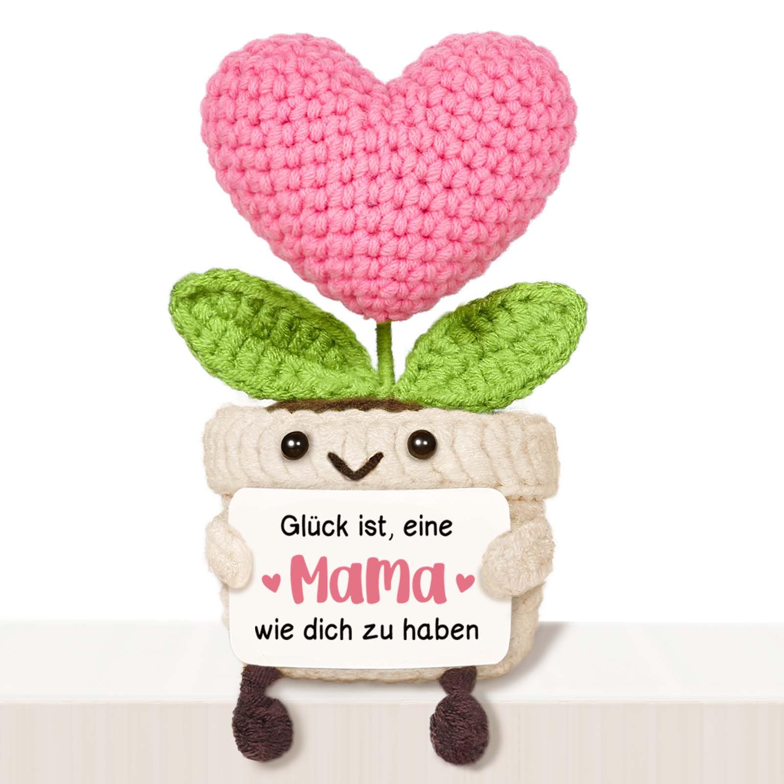 Giftasy 40 Geburtstag Frauen - Handgemachte Gehäkelte Herzblume mit Energiekarte, Geschenk 40 Geburtstag Frau