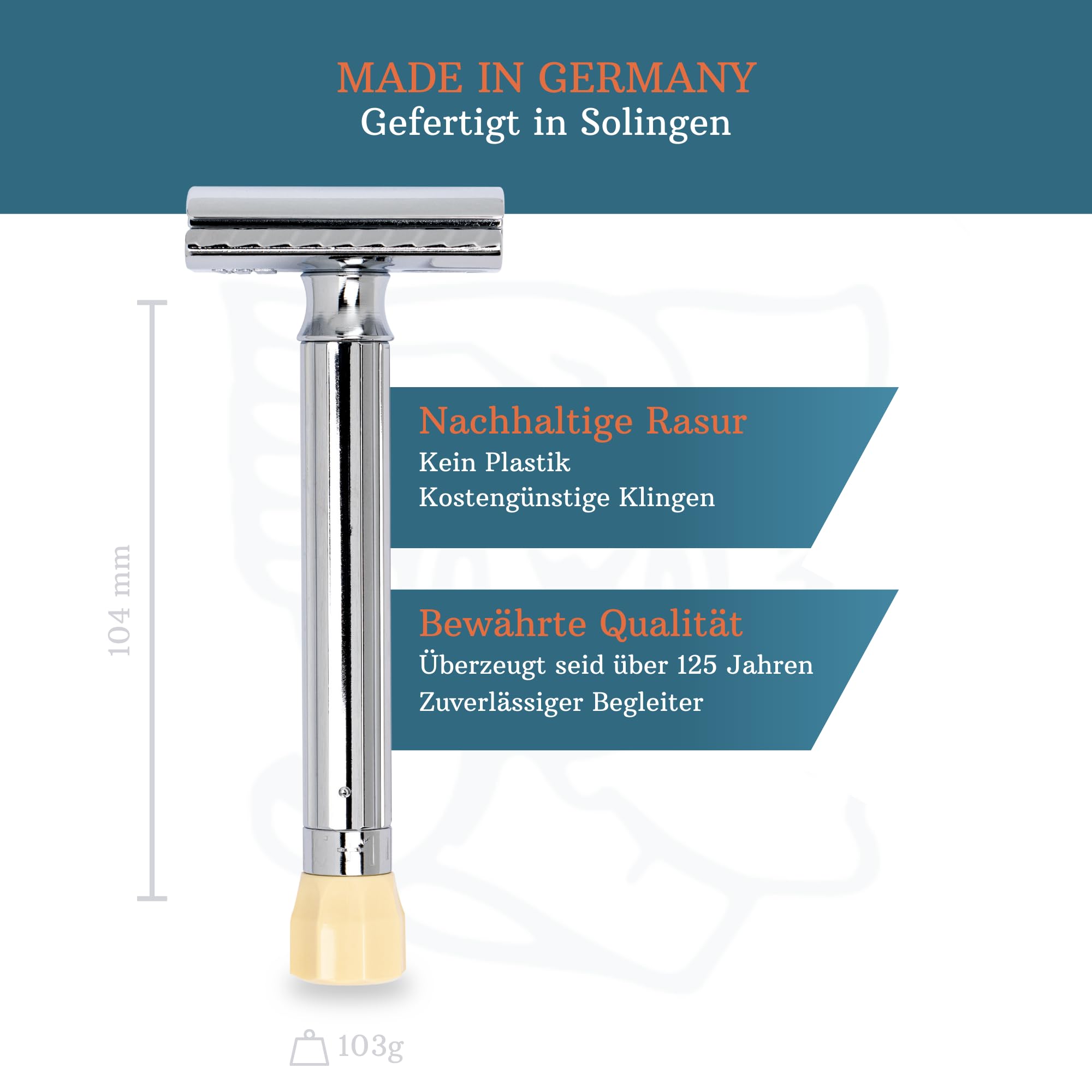 MERKUR Einstellbarer Rasierhobel 510C | Klassiker Glanzchrom | Zweiteiliger Rasierer mit geradem Schnitt | Ideal für Nassrasur | Zinkdruckguss | Messing Griffstück | Made in Germany