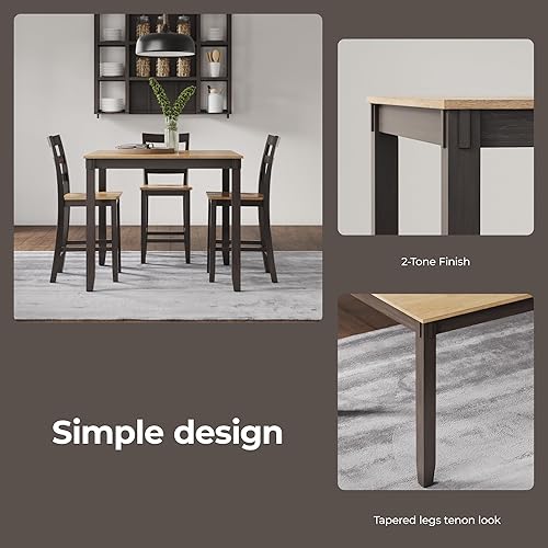 Miniatura 3 de Signature Design by Ashley Gesthaven - Mesa de comedor informal con altura de mostrador y 4 taburetes de bar, juego de 5, color marrón claro y