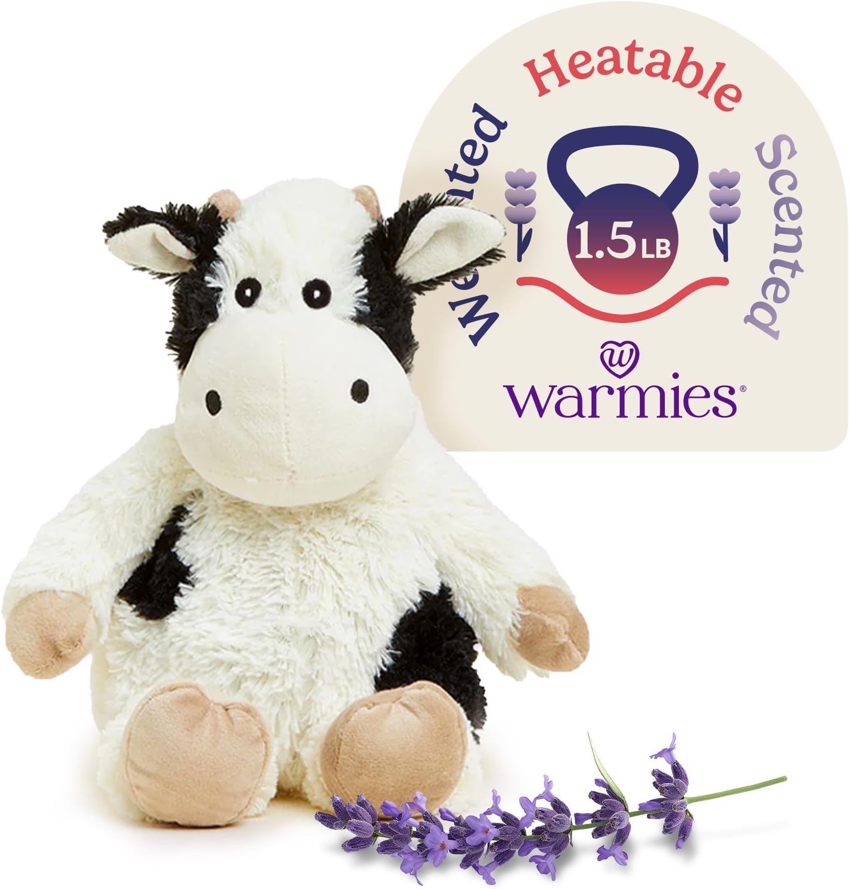 Warmies Black & White Cow - Cozy Plush Heatable Lavender Scented Stuffed Animal
