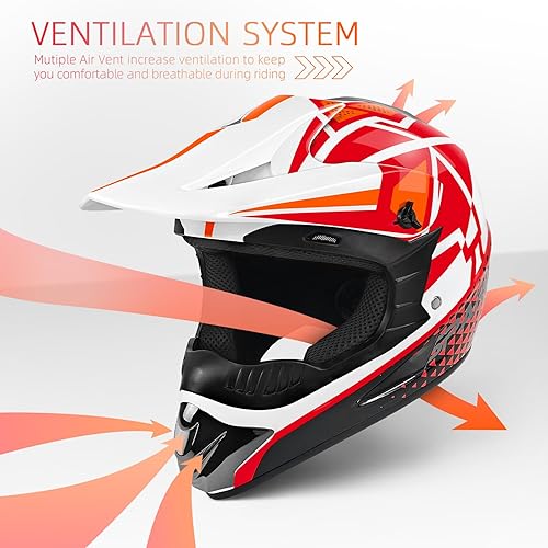 Miniatura 5 de Casco de motocross juvenil, cascos de bicicleta de tierra para niños, cascos de motocicleta todoterreno para bicicleta de montaña BMX MX ATV con