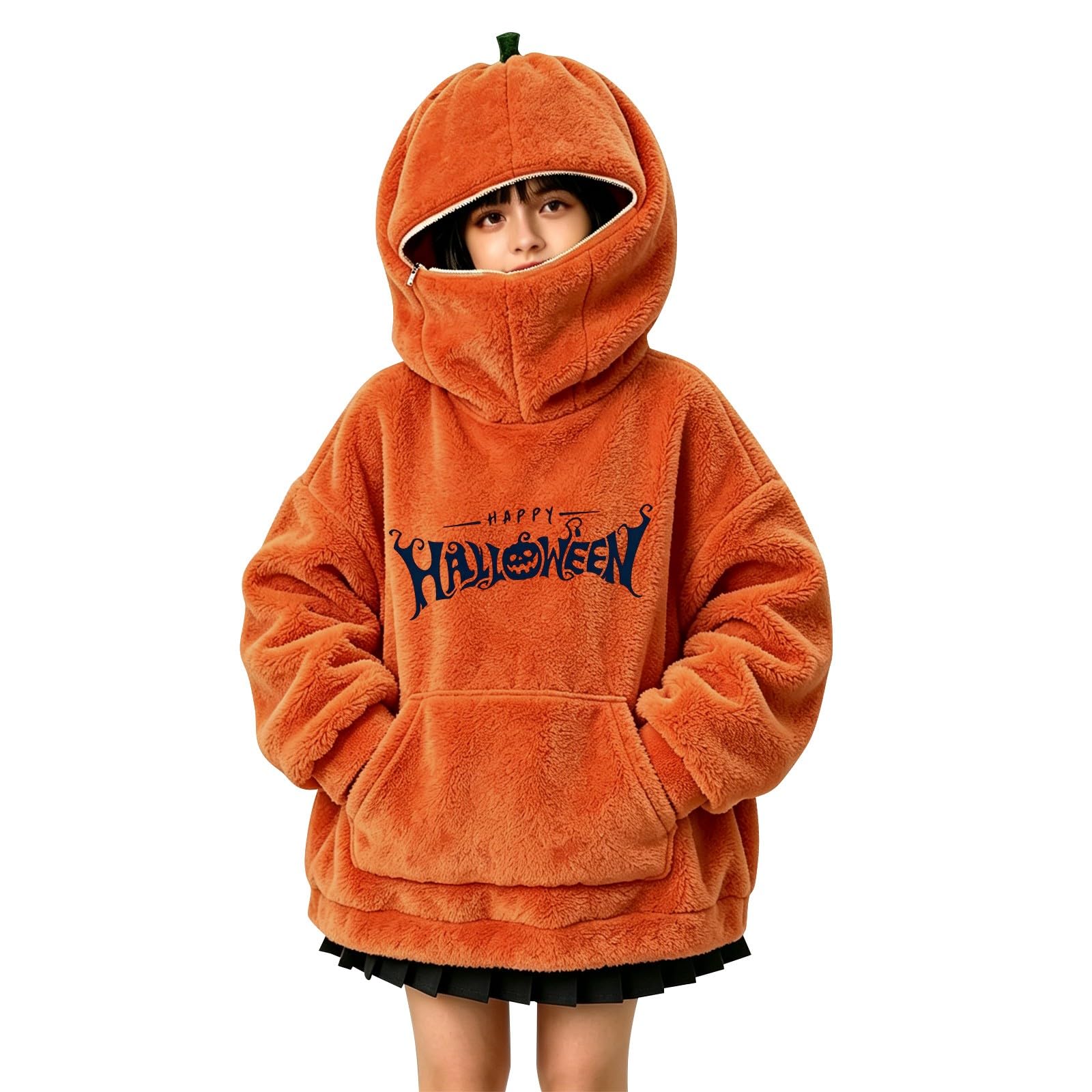 Sudadera con capucha de calabaza de Halloween para niñas