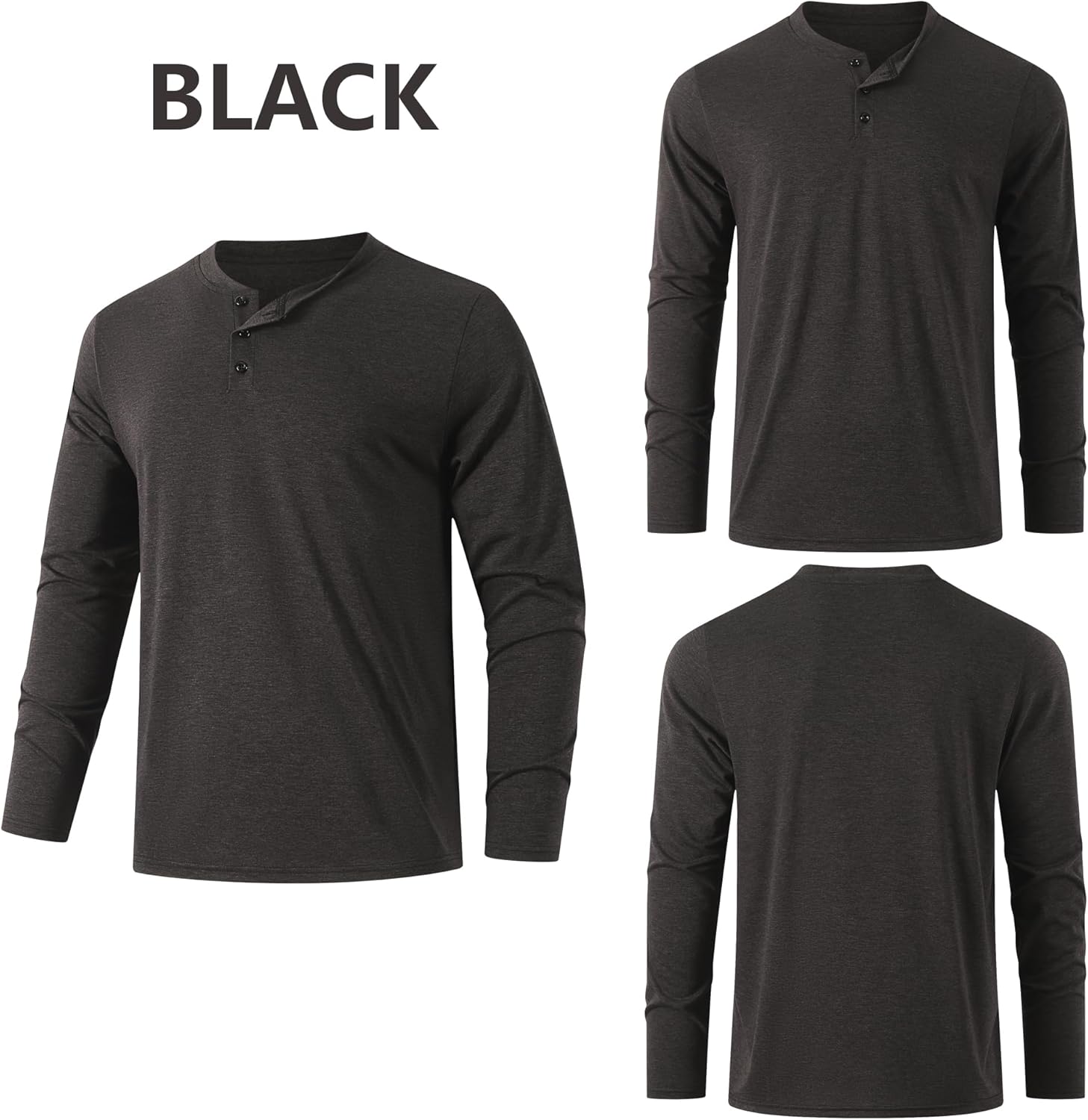 Men's Henley Long Sleeve Shirt Casual T-Shirts Lightweight Pullover Tee Classic Button Down Tops for Work Leisure - Image 3