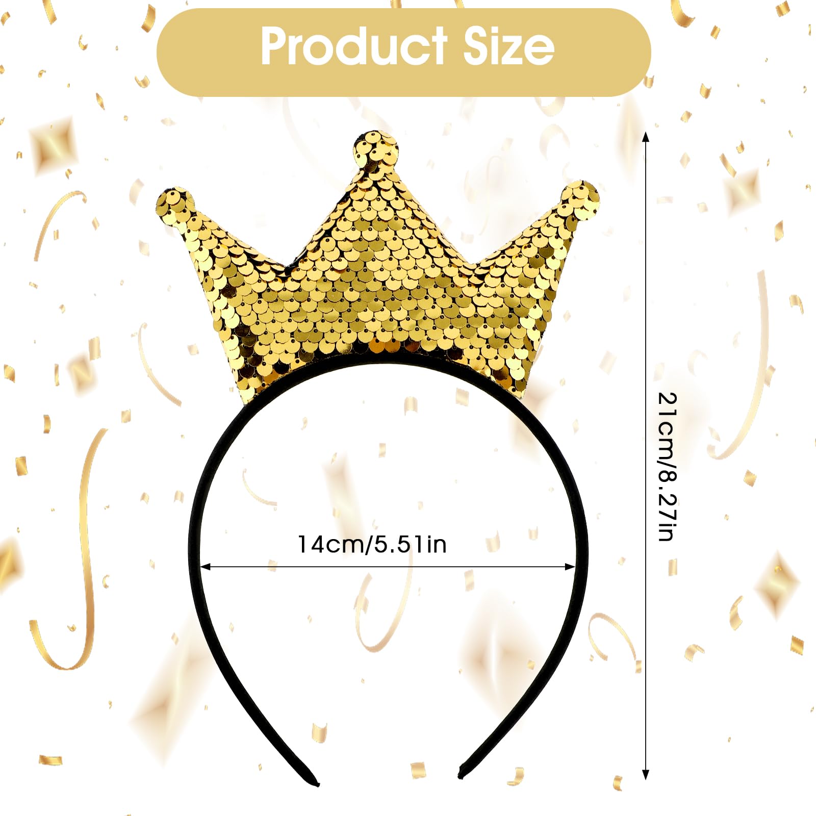 Sibba Sequin Crown Headband 2 Pcs Glitter Crowns Hair Band Gold Hair Hoop Pink Princess Hairbands Cute Clip Hair Styling Accessories Headwear for Women Birthday Party