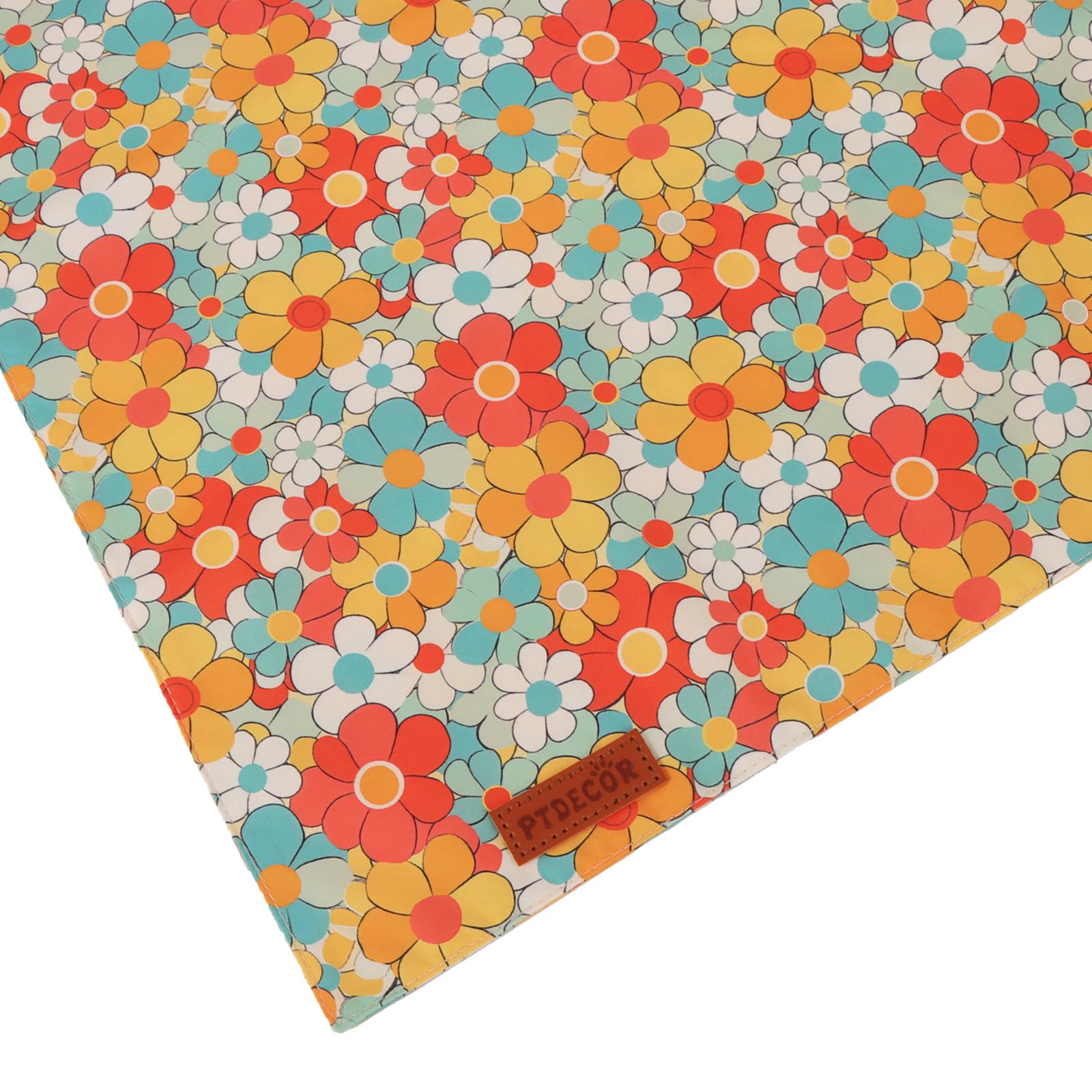 PTDECOR Hundehalstücher mit Frühlingsblumen, 2 Stück, hochwertiger strapazierfähiger Stoff, Dreiecksblumen-Halstücher für mittelgroße und große Hunde, Haustiere (groß)