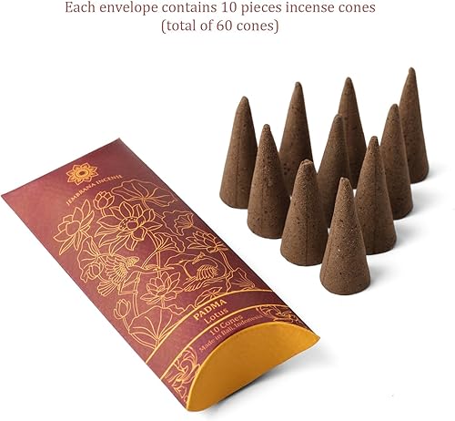 Miniatura 4 de Jembrana Incense Conos: mezcla de 6 aromas (60 conos en total), 10 conos de loto (Padma), sándalo, gardenia, maha triloka, raja harum y dewi sai