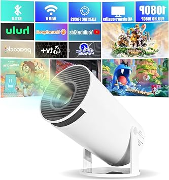 2025 New Mini Projector, 4K 1080P Support Portable Projector 180  Rotatable,With WIFI 6 and Bluetooth mini Projector, 130'' Screen Movie Projector Auto Vertical Correction, for Laptop, PC, phone