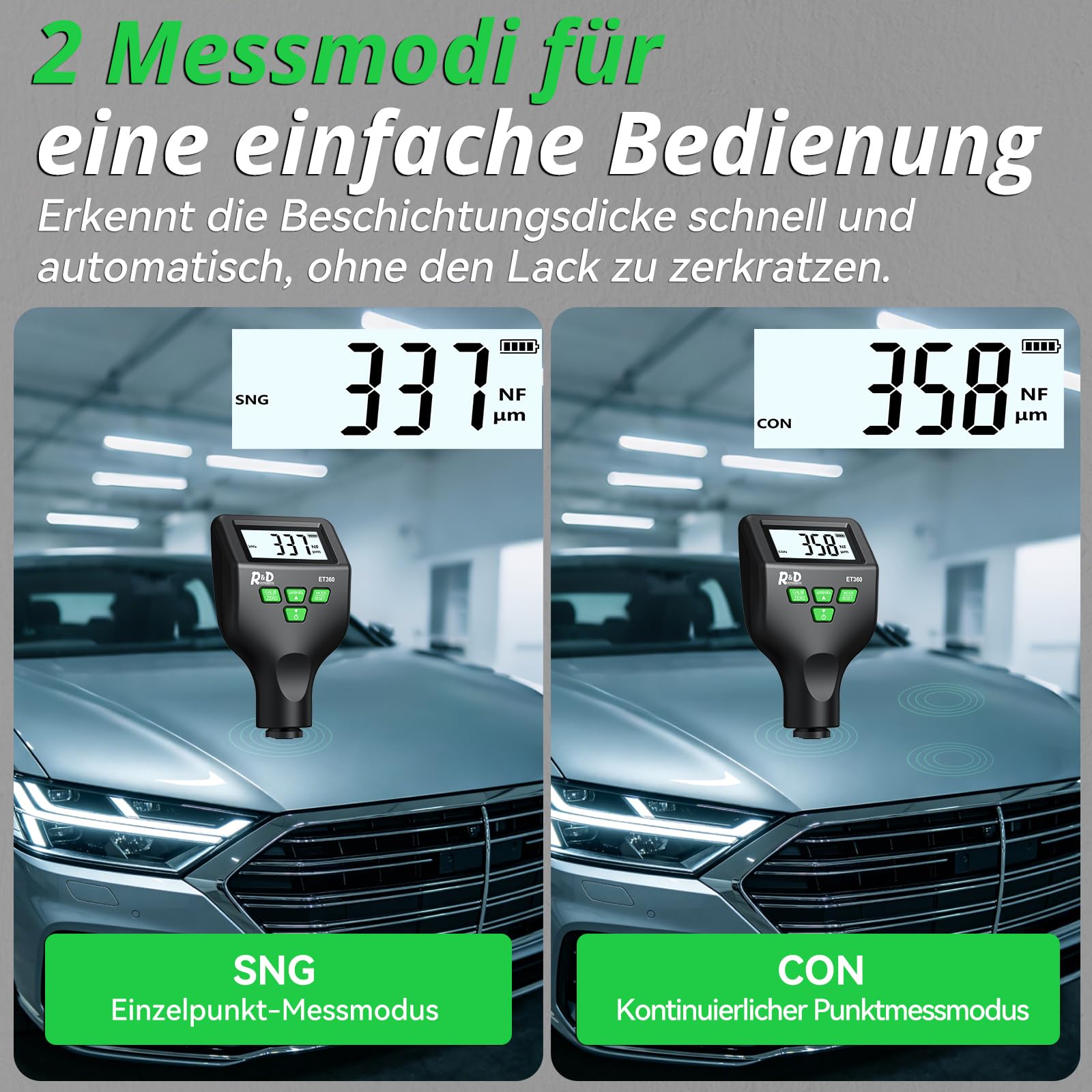 RDINSCOS Lackmessgerät Auto Schichtdickenmessgerät Autolack