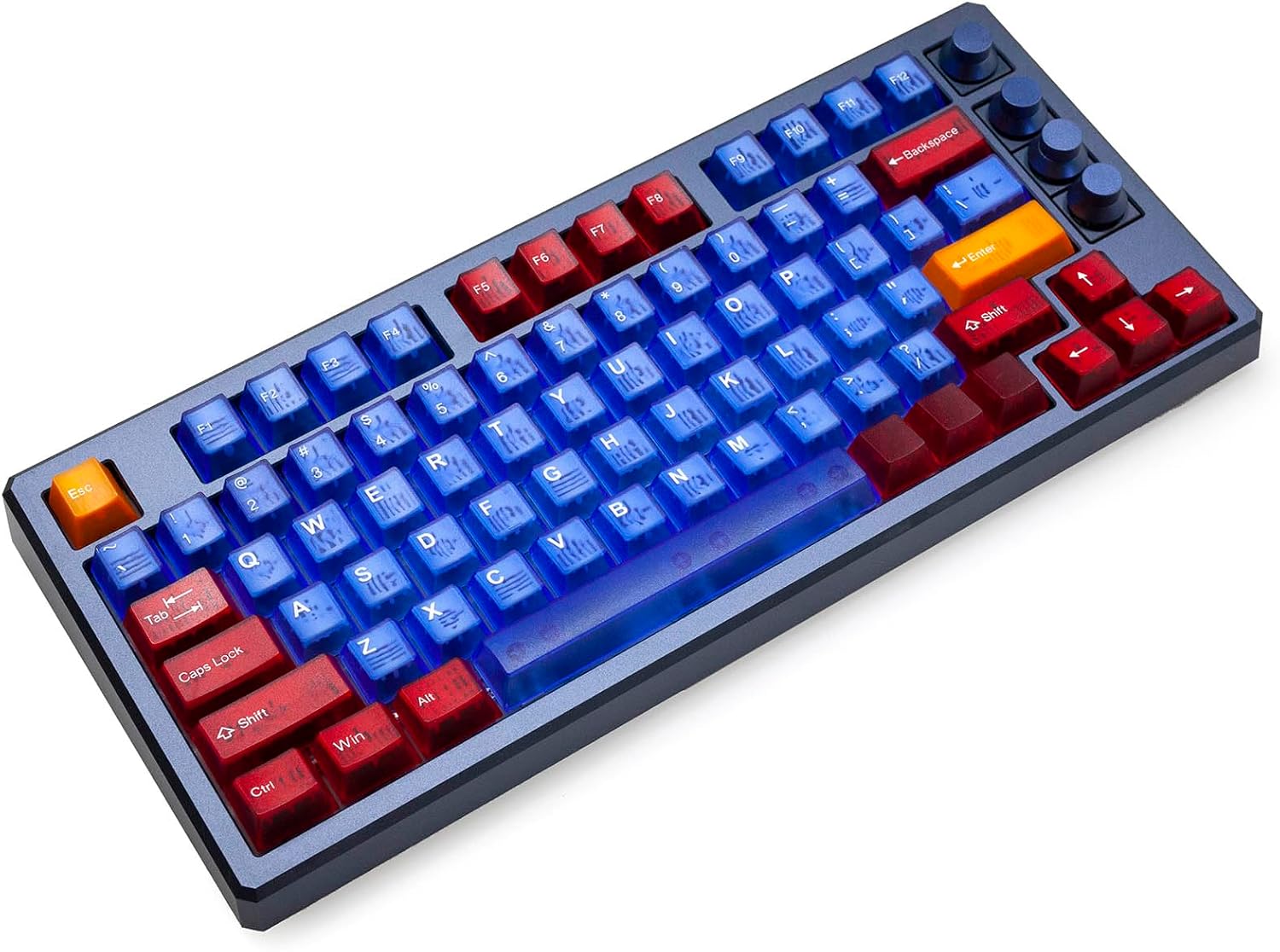 KPREPUBLIC Taihao RBO Cubic ABS Doubleshot Keycap Translucent Cubic Type for Mechanical Keyboard Color of Red Blue Orange Colorway (Cubic RBO Keycap Set x1)