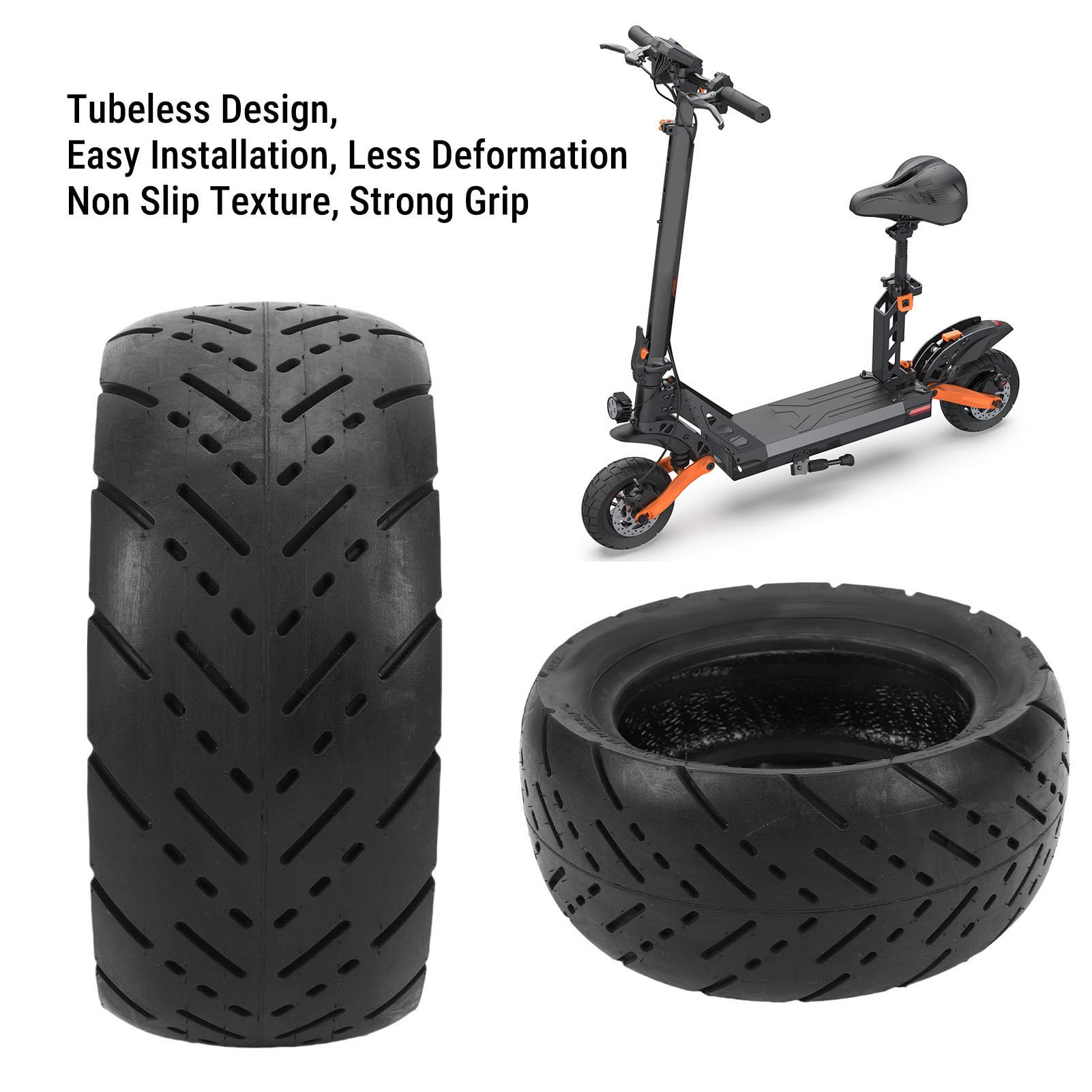 Yctze 10 Pouces 90/55-6 Tennessee Pneu sans Tube pour le Remplacement du Scooter électrique avec une Bande de Roulement Texturée à 4 Couches Toute la Saison Avant ou Arrière Pneu à (Pneu de la