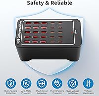 Vista 4 de USB~C Charger Block, 125W(25A) 25 Port (15 USB A & 10 USB~C Port) Multiple Charging Station, Desktop Wall Charger Compatible with iPhone, iPad