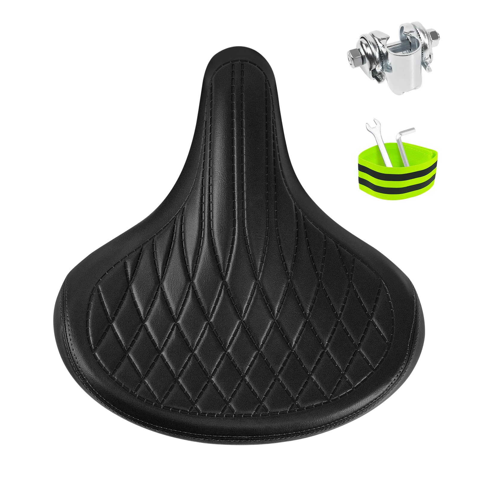 AEYINO Comfortable Bike Seat,Wide Bicycle Saddle for Women Men with Waterproof Soft Gel Replacement Cushion for MTB,Peloton,Mountain,City,Road,Exercise Bikes