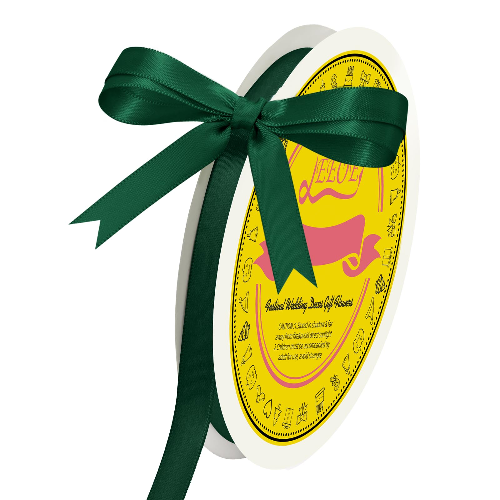 Double Face Spruce Green Satin Ribbon 3/8 inch X 50 Yards Polyester Spruce Green Ribbon for Gift Wrapping Very Suitable for Weddings Party Invitation Decorations and More