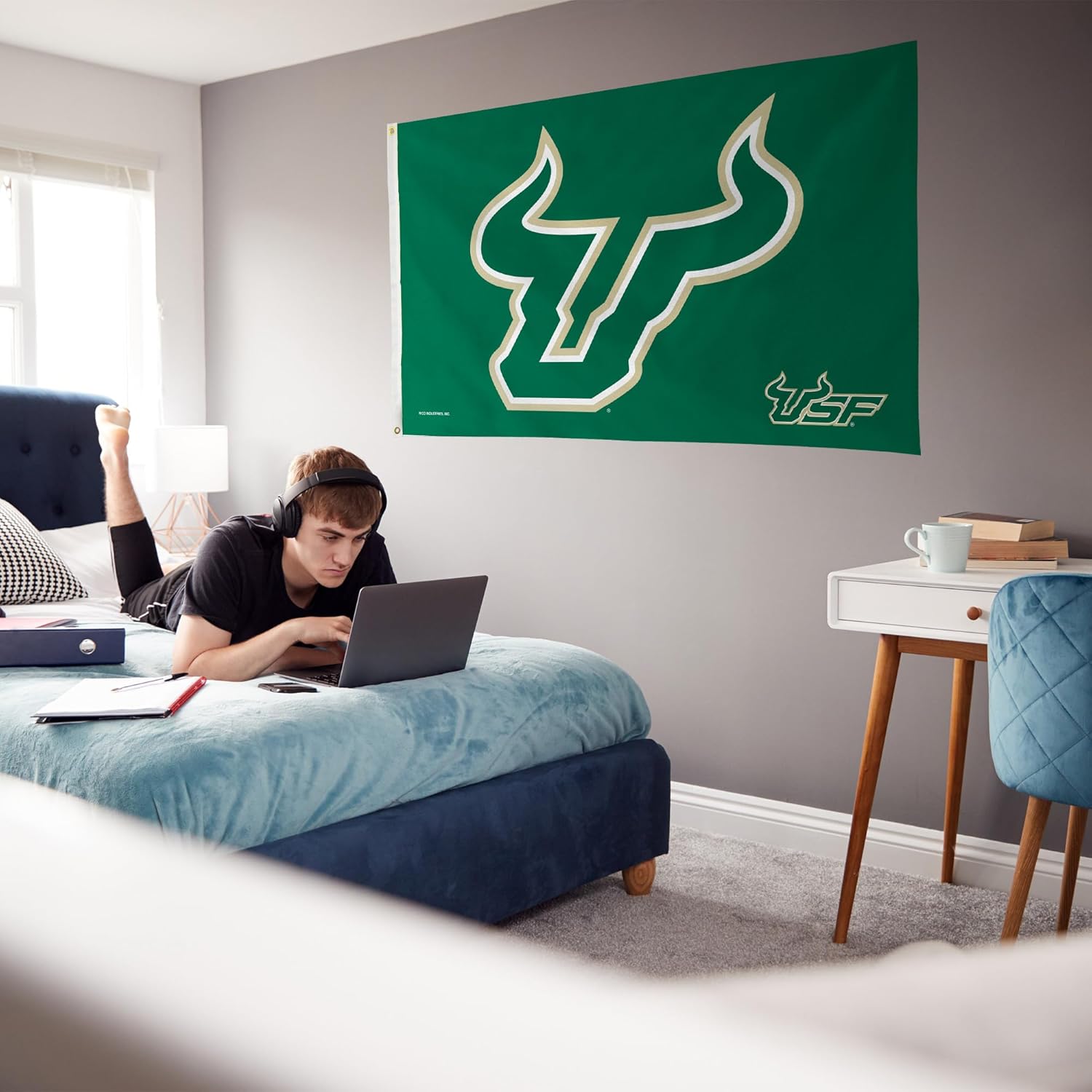 Rico Industries NCAA South Florida Bulls - USF Green 3' x 5' Banner Flag Single Sided - Indoor or Outdoor - Home Décor