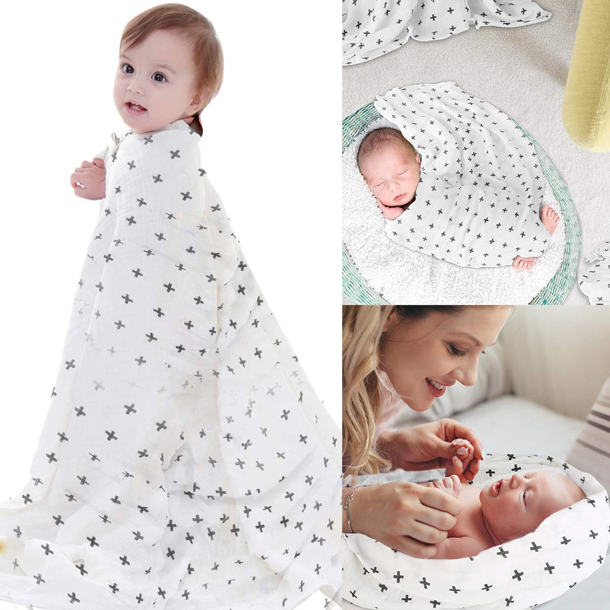 pz/Lotto Mussola Bambino Swaddle Coperte Neonato Ricezione Coperte Avvolgere per Ragazzi Ragazze 47 x 47 Pollici