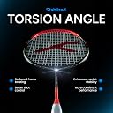 Hundred Powertek 1000 Jr Graphite Badminton Racket with Full Cover (90G, Black/Orange Red) gallery image