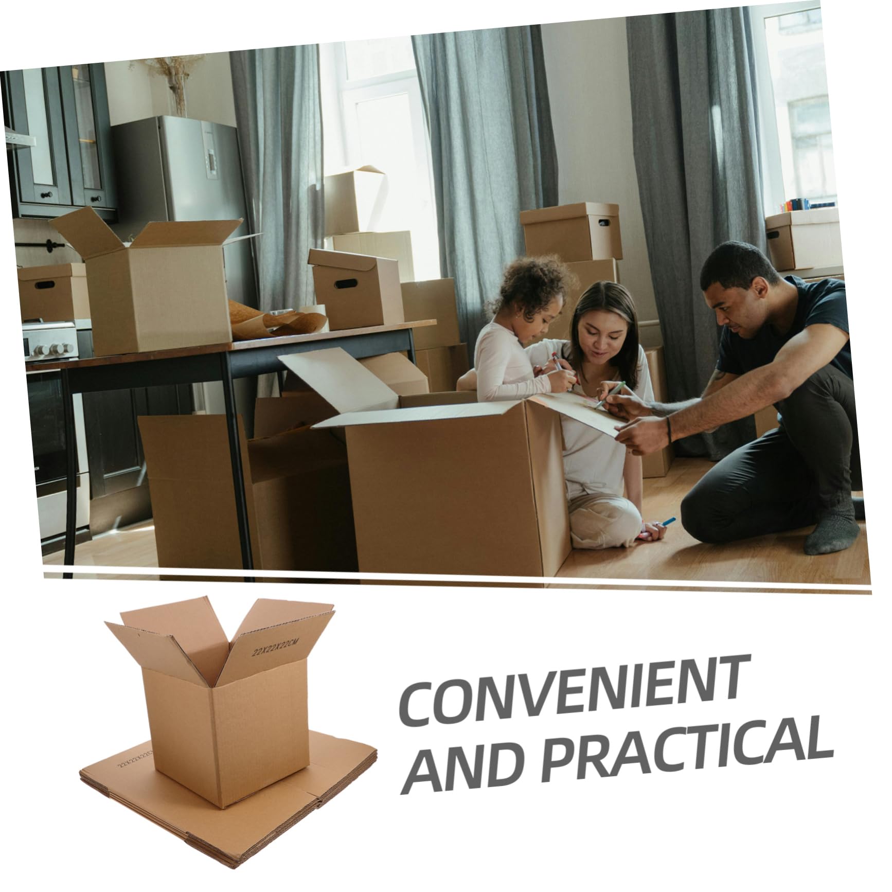 DOITOOL 5 Pièces Lot de Cartons Emballage Moyens Carrés Cartons D'expédition Robustes de Déménagement Durables Triple