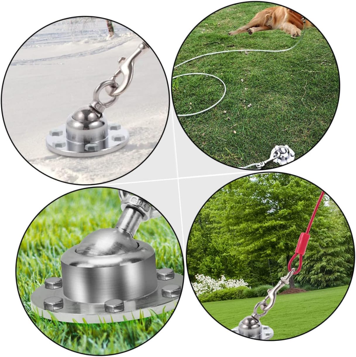 HANABASS 1set Outdoor Dog Tie-Out Stake Rotating Swivel Stainless Steel Design for Easy Installation and Use for Large Dogs and Outdoor Activities