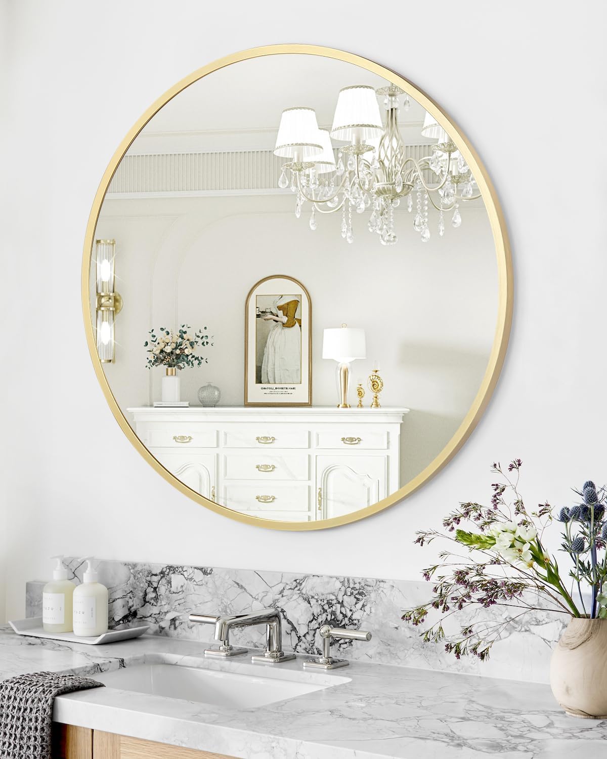 coucheta 20 Inch Round Mirror, Round Mirror Gold Circle