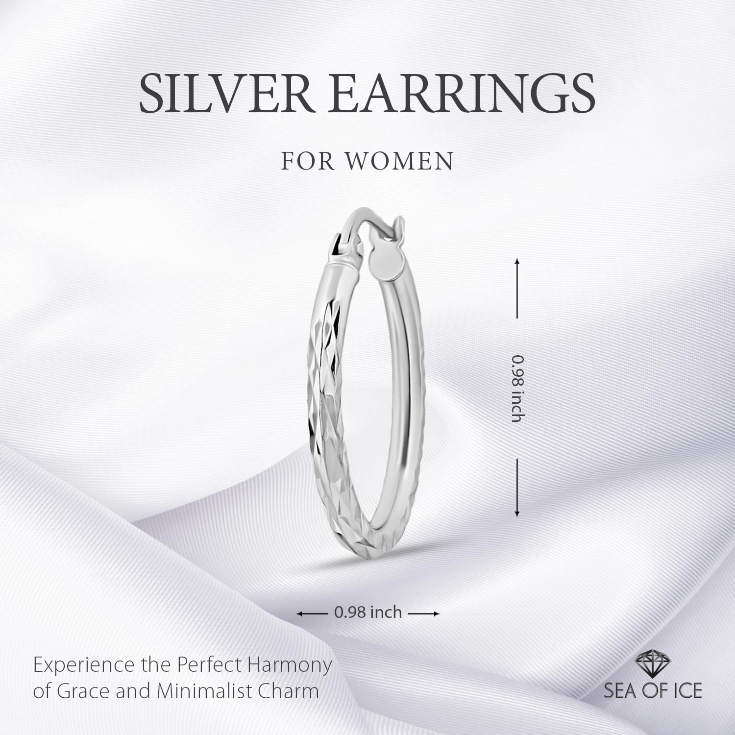 Sterling Silver 2mm Width Diamond-Cut Round Hoop Earrings, 15mm-60mm - Image 2