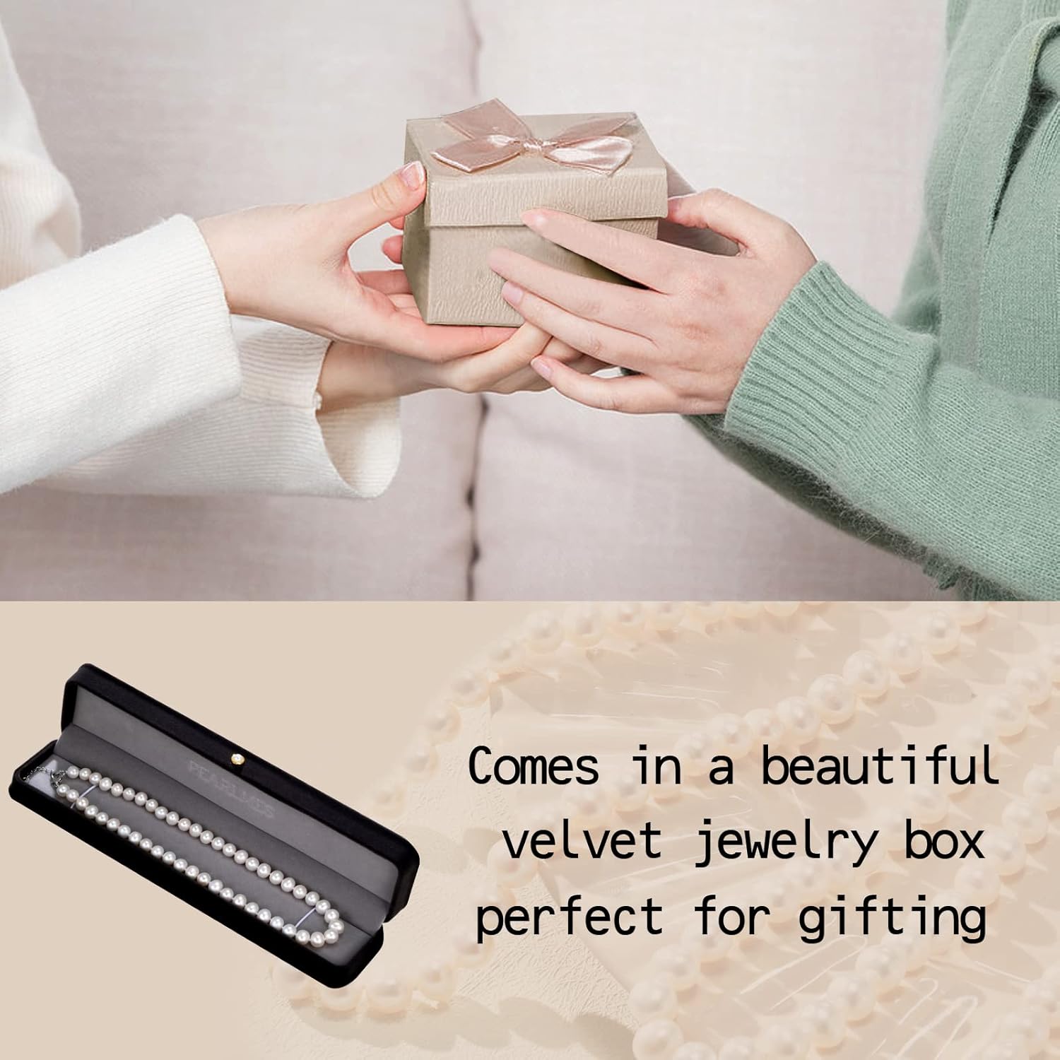 Freshwater Cultured Pearl Necklace, Real Pearl Necklace with Silver Chain and Clasp, Jewelry for Valentine's Day Brides Wedding Gifts for Women Her Wife Sister - Image 6