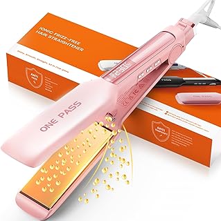 Faszin Plancha de Pelo con Placa de 42 mm de Ancho, Plancha de Titanio con Iones Negativos, Pantalla LED, Calentamiento Rápido de 30 s, Temperatura Ajustable de 11 Niveles (130-230 ℃)(Rosado)