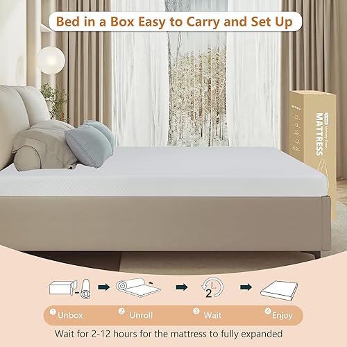 Miniatura 7 de CertiPUR-US - Colchón matrimonial de espuma viscoelástica de gel de 5 pulgadas en una caja, colchón de cama cómodo transpirable de resorte de