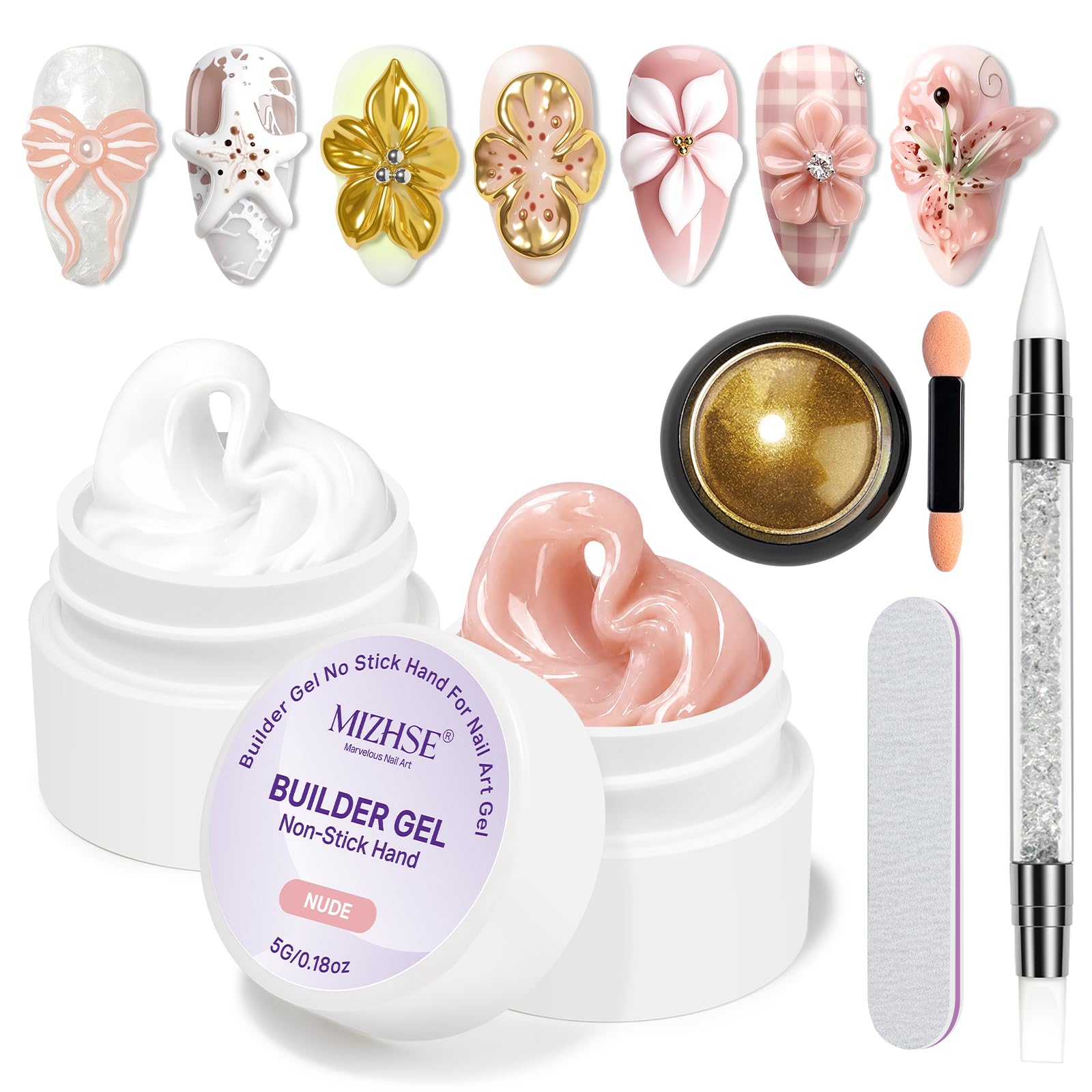 3D Nail Art Gel Kit - Clear & White Sculpting -14