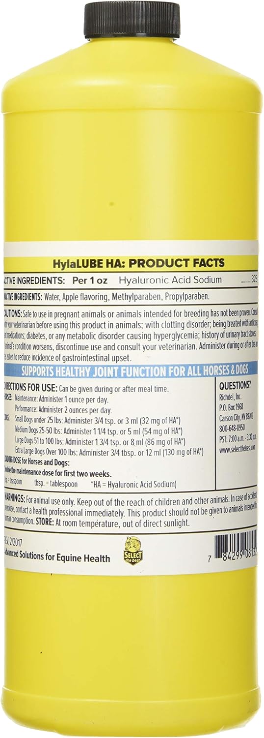 RICHDEL HylaLube, 1 Quart, Concentrated Hyaluronic Acid Sodium Animal Joint Support Supplement : Pet Supplies
