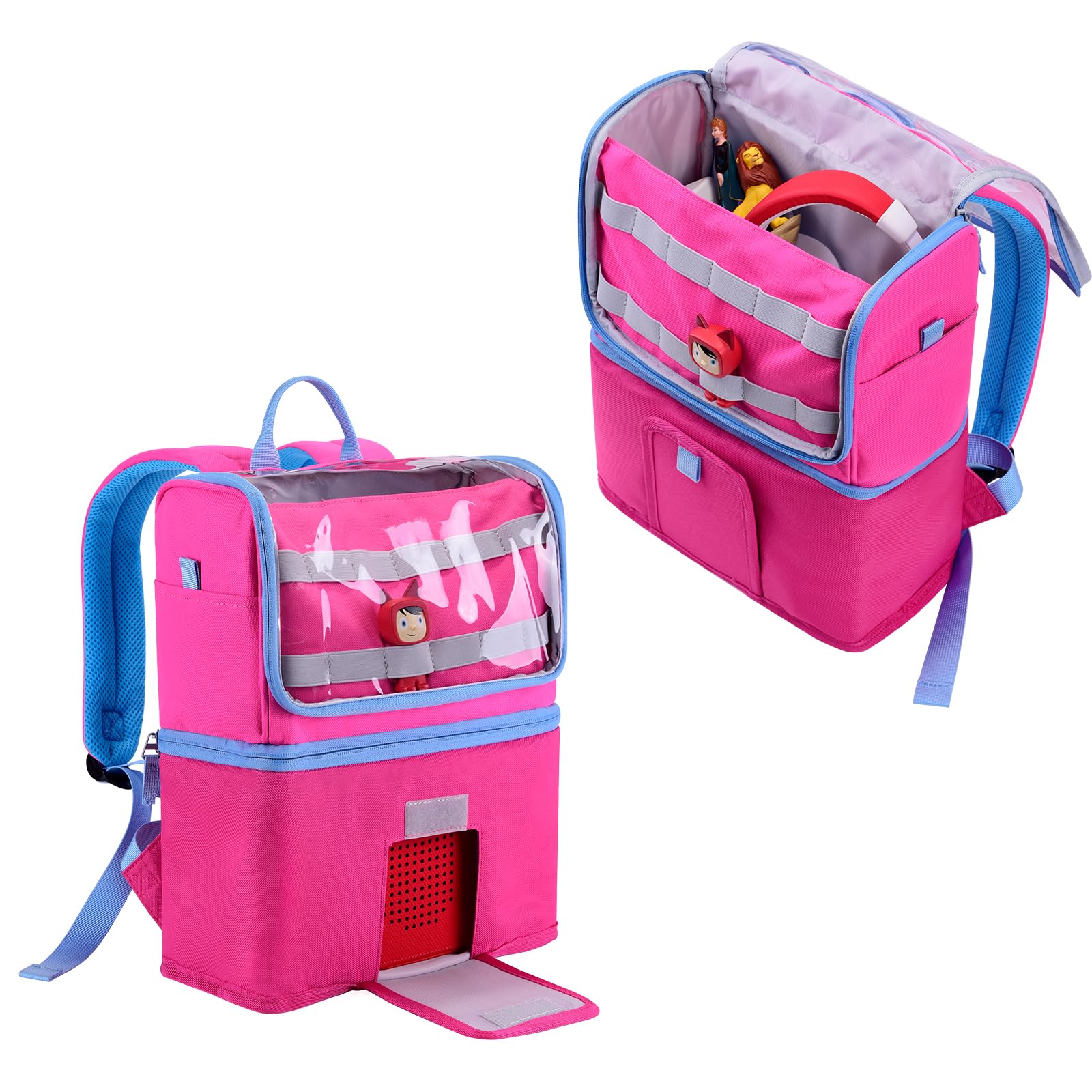 Weemia Tonies Backpack Carrying Case | Travel Storage Bag for Tonie box 2, Charger, Headphone (Rosy/Pink)