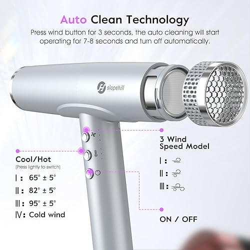 Miniatura 4 de slopehill Hair Dryer - Professional Ionic Hairdryer, High-Speed Blow Dryer for Fast Drying, Home & Salon & Travel, Low Noise, Lightweight Compact