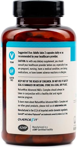 Miniatura 2 de NatureWise Complejo de apoyo NAD+, ribósido de nicotinamida + resveratrol para apoyar NAD+ suplemento para un envejecimiento saludable + Quercefit